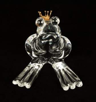 Steuben Frog Prince with 18K Gold Crown