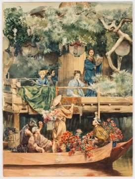 Attributed to Marie Giard (French, c. 1885) Flower Sellers