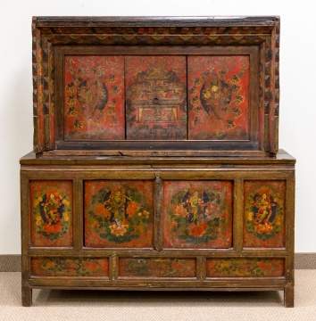 Tibetan Style Hand-painted 2-Piece Cabinet
