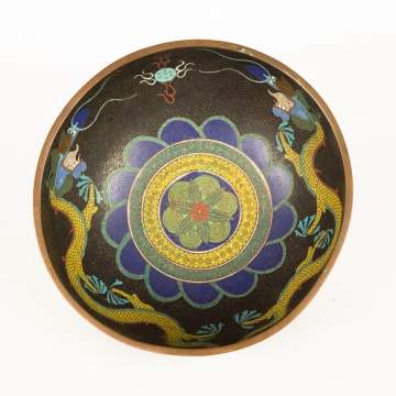 Chinese Cloisonne 5-Claw Dragon Bowl