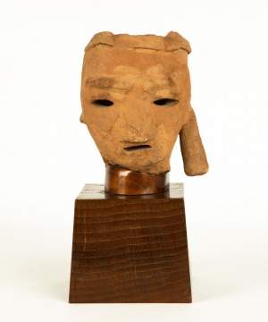 A Japanese Terracotta Haniwa Head