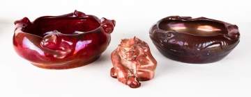 (3) Karl Hansen Reistrup Pottery Bowls & Gargoyle   