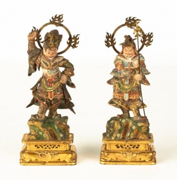 Pair of Carved and Giltwood – Japanese Figures