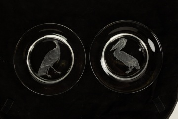 Eleven Clear Steuben Audubon Plates