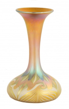 Quezal Decorated Art Glass Vase