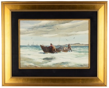 Gordon Hope Grant (American, 1875-1962) Men with Fishing Boat