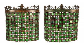 Attributed to Tiffany Studios, New York, Chain Mail Sconces