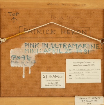 Patrick Heron (British, 1920-1999) "Pink in Ultramarine: Mini: April 25: 1981"