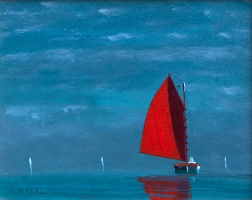Robert Stark Jr (American, 1933-2014) Red Sail Boat