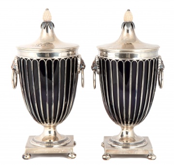 Pair of Sterling Silver Georgian Urns