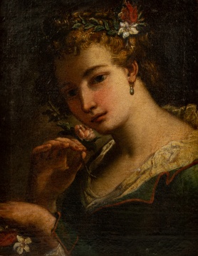 Circle of Tiepolo, A Young Girl With Flowers