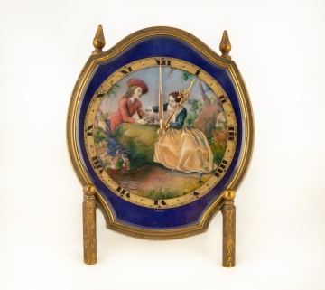 French Enameled Brass Desk Clock