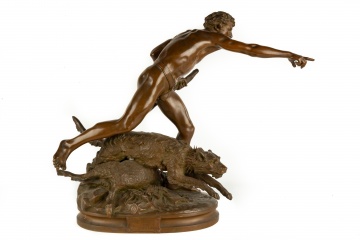 Louis Auguste Hiolin (French, 1846-1910) "Au Loup!!"