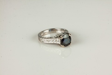 14K White Gold and Natural Blue Sapphire Ring