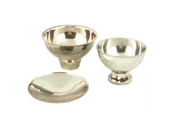 Two Hans Christianson Sterling Footed Bowls and  Pierson Sterling Tray