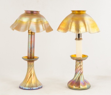 Two Tiffany Studios, New York, Favrile Candle  Lamps