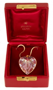 Steuben Gold Mounted Heart Necklace