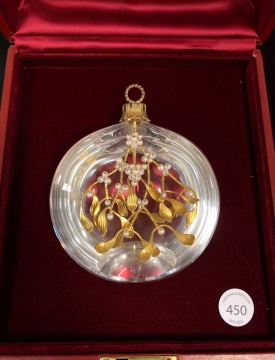 Steuben "Mistletoe" Christmas Ornament