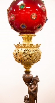 Brass & Patinaed Metal Banquet Lamp