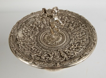 Silver Plated Bronze Compote with Cherubs