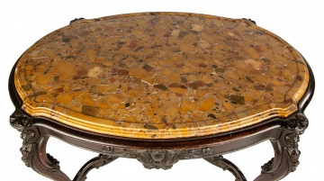 Rosewood & Fossilized Marble Top Table
