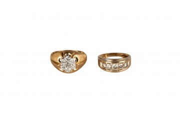 (2) 14K Gold and Diamond Rings
