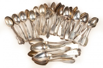 Group of Coin and Sterling Silver Spoons