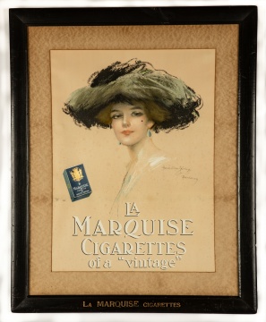 La Marquise Cigarettes of "Vintage" Lithograph