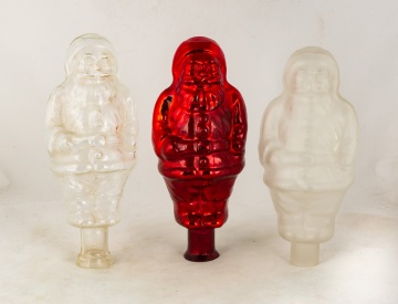 Three Vintage Blown Glass Santa's