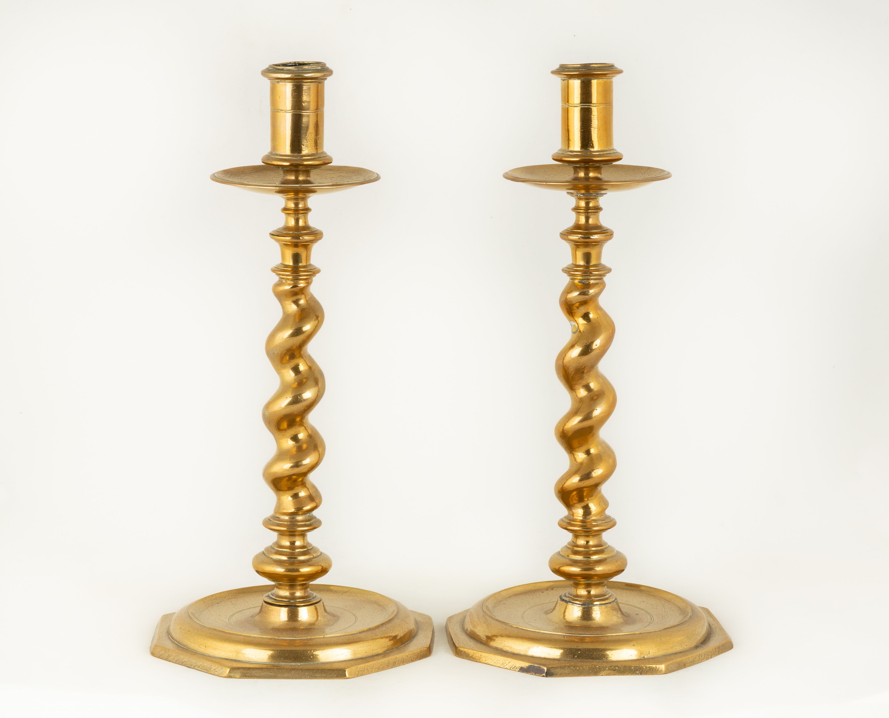 Pair of Early Large Brass Candlesticks Cottone Auctions
