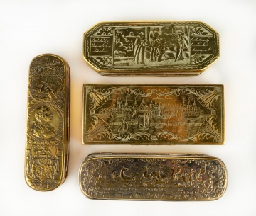 Four Early Dutch Engraved Tobacco Boxes