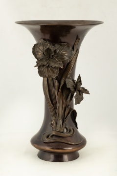 Asian Bronze Vase with Irises