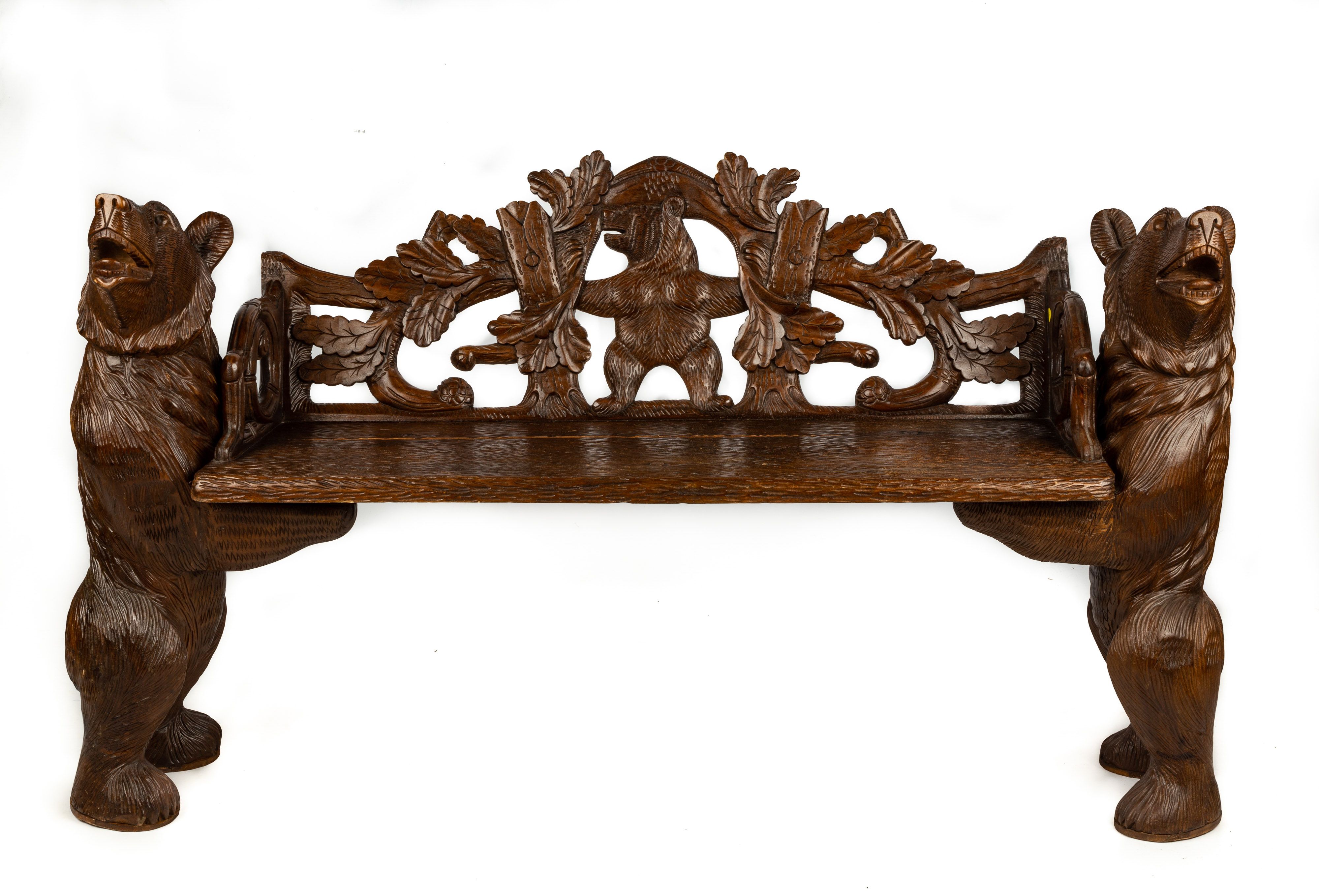 Carved Black Forest Bear Bench Cottone Auctions
