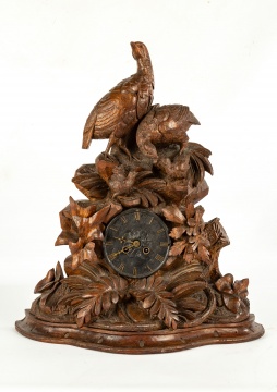 Carved Hunter's Black Forest Shelf Clock