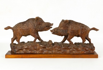 Carved Black Forest of Wild Boars