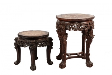 Two Chinese Carved Hardwood Stands