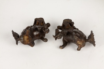 Pair of Chinese Ming Bronze Foo Dogs