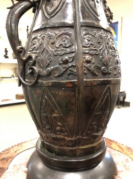 Large Chinese Archaic Style Bronze Lamp Base