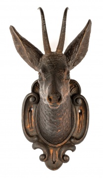 Pair of Carved Black Forest Deer Heads