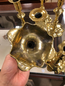 Three Pairs of Queen Anne Brass Candlesticks