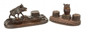 Two Carved Black Forest Desk Items