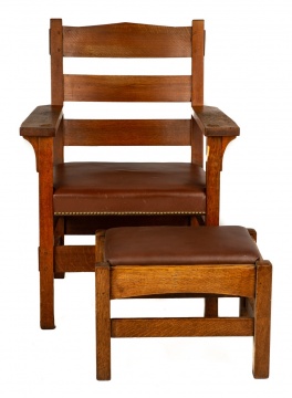 Arts & Craft Arm Chair and Foot Stool