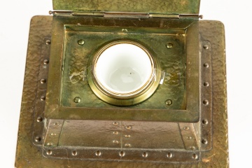 Arts & Crafts Hammered Brass Inkwell Attr. to Gustav Stickley