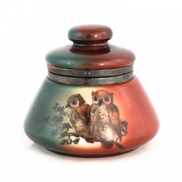 Handel Glass Humidor with Owl Decoration