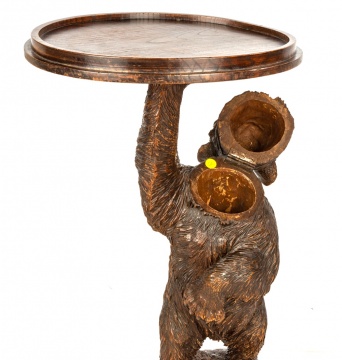 Carved Black Forest Standing Bear Table