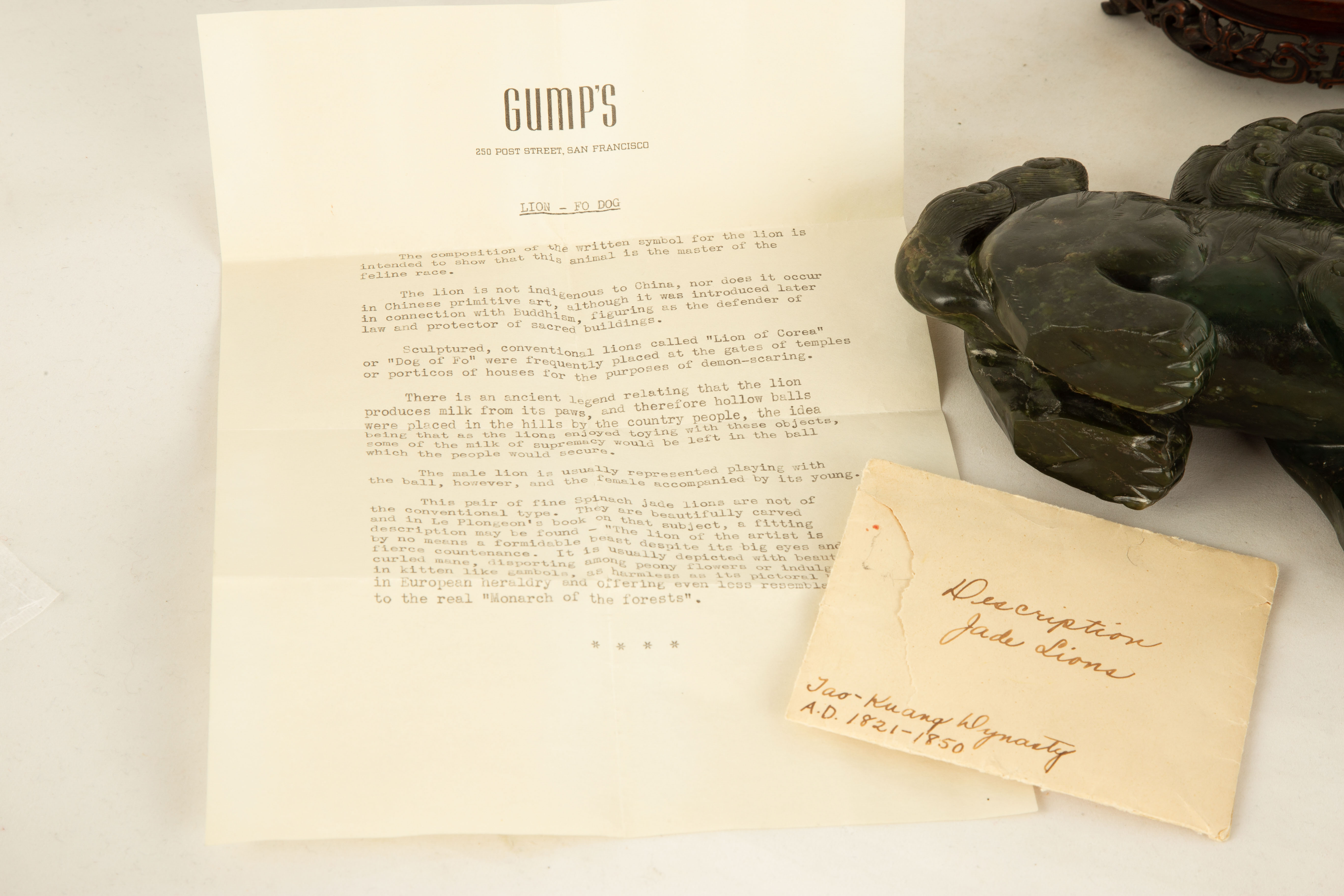 Pair of Spinach Jade Foo Dogs