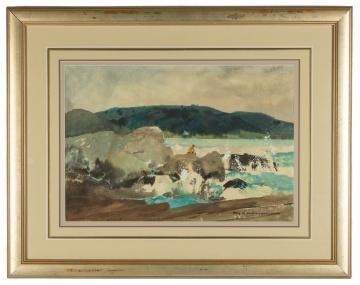 Roy Mason (American, 1886-1972) "Fishing on the Rocks"