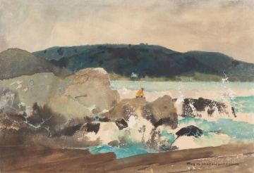 Roy Mason (American, 1886-1972) "Fishing on the Rocks"