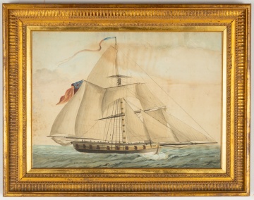 19th Century British Watercolor of Ship