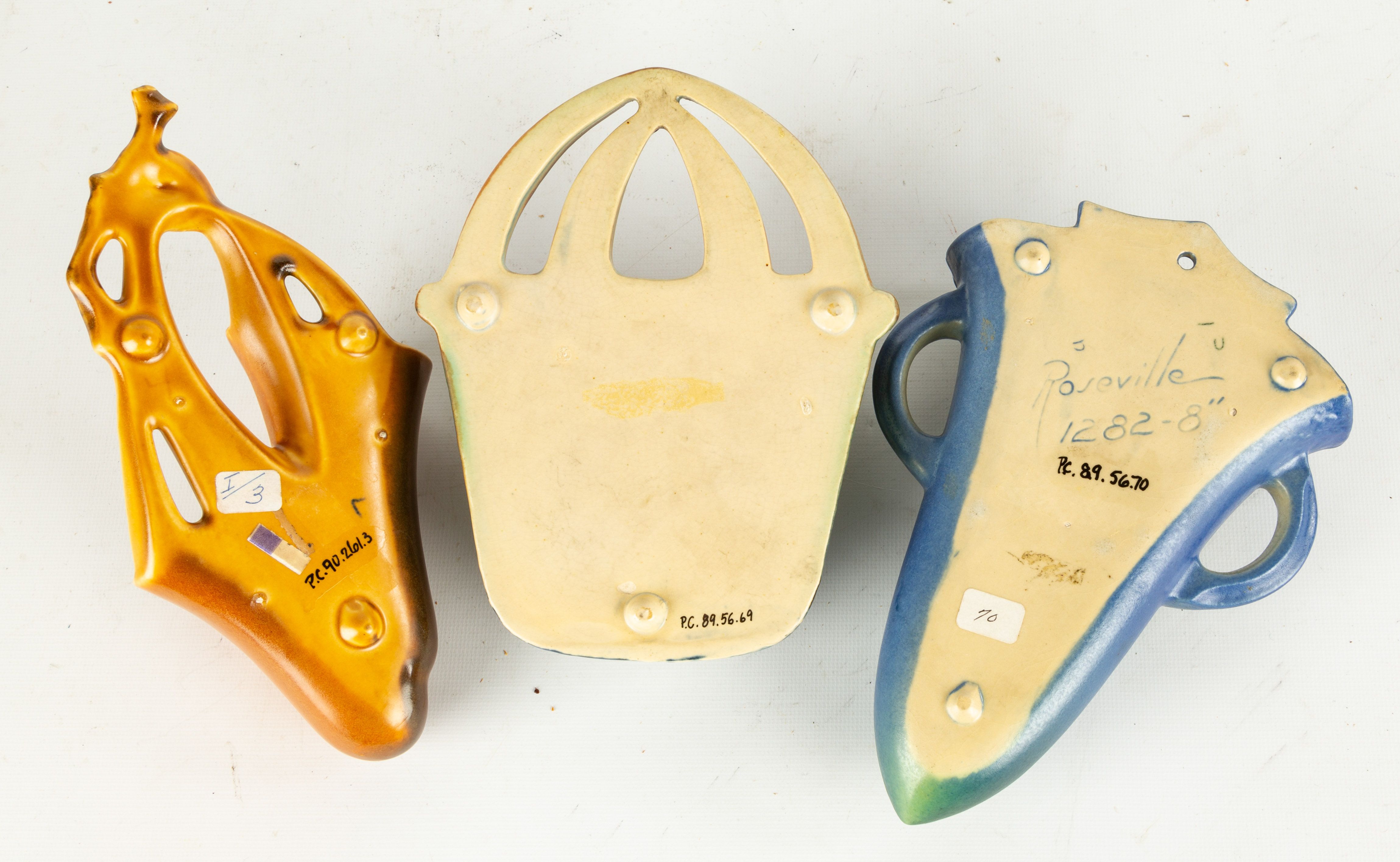 (3) Roseville Art Pottery Wall Pockets